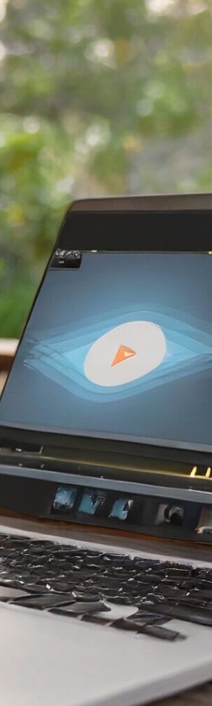 Firefly work outside your home, laptop with some video editing software on a table at a cafe 29358