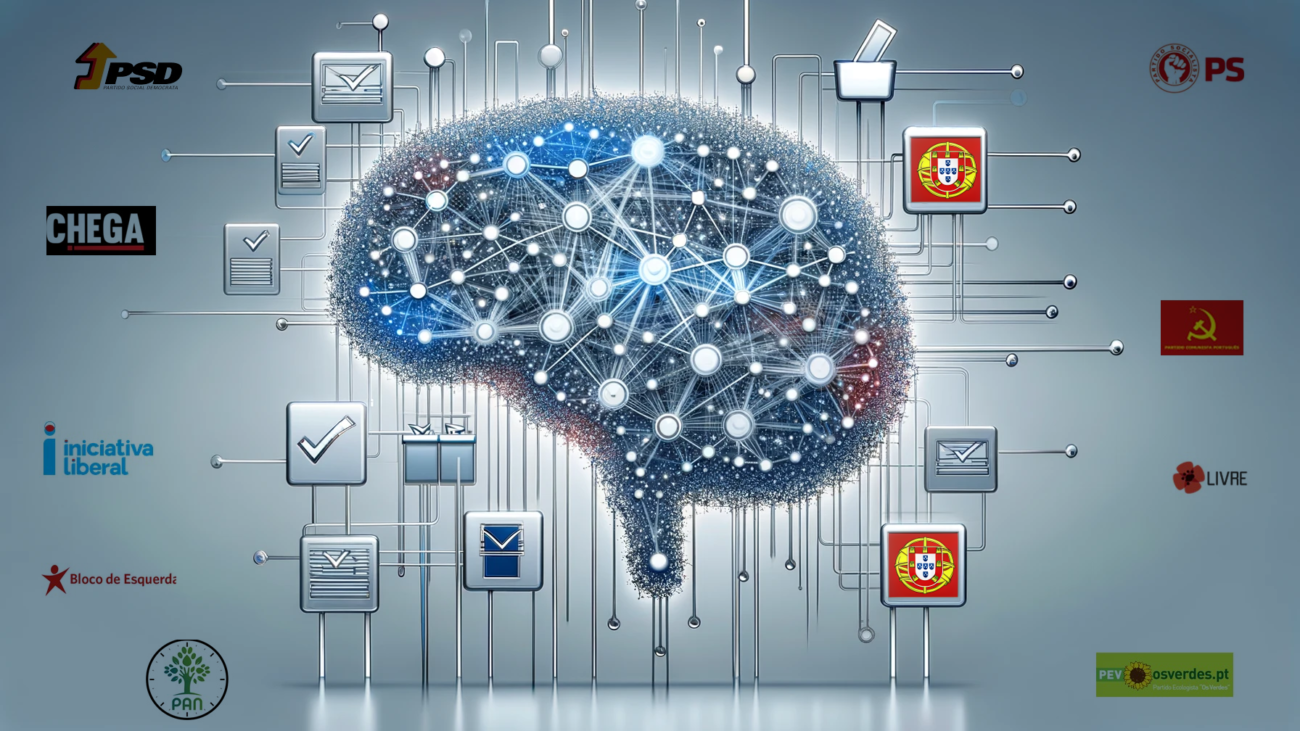 DALL·E 2024-01-12 22.01.31 - An abstract and visually clear representation of artificial intelligence in political campaigns, designed in a horizontal format. The image should fea