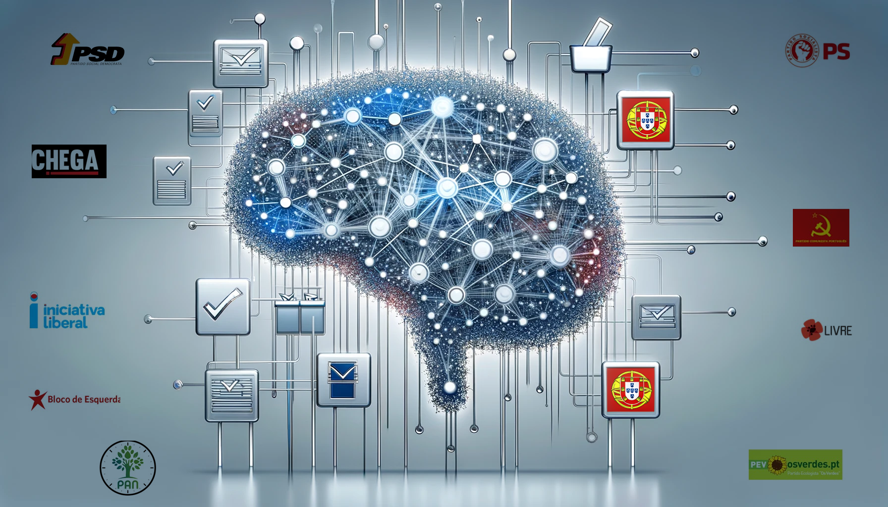 DALL·E 2024-01-12 22.01.31 - An abstract and visually clear representation of artificial intelligence in political campaigns, designed in a horizontal format. The image should fea